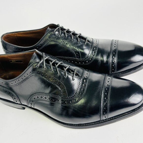 Vintage Allen Edmonds "Argonaut" Men's Leather Cap-Toe Oxfords 10.5 D Black - Picture 2 of 16